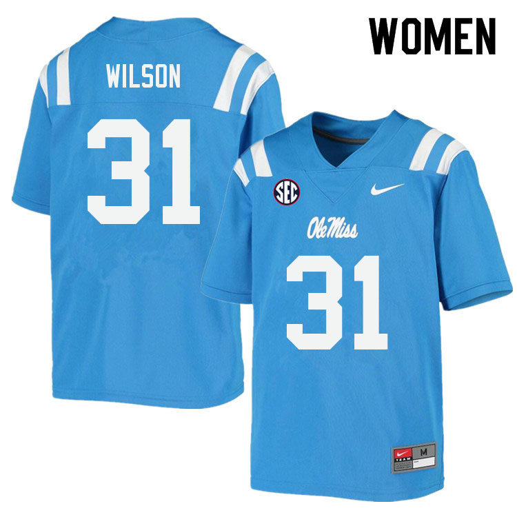 Women #31 Calvin Wilson Ole Miss Rebels College Football Jerseys Sale-Power Blue